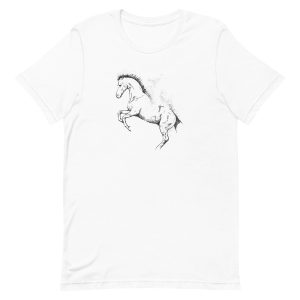 unisex-staple-t-shirt-white-front-6a18460162c44.jpg Horse Particles Dots T-Shirt
