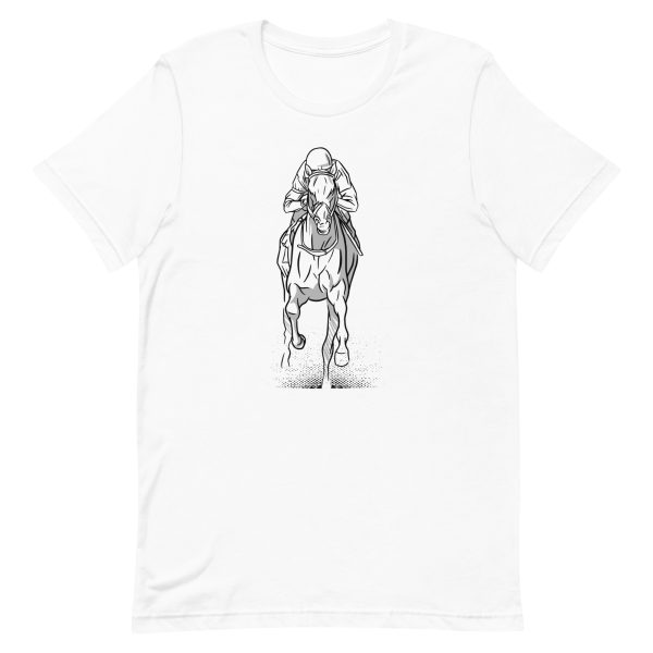 unisex-staple-t-shirt-white-front-6a18464b8b42d.jpg Hand Drawn Horse Racing T-Shirt