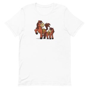 unisex-staple-t-shirt-white-front-6a184b4a1908a.jpg Horse With Baby T-Shirt