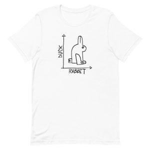unisex-staple-t-shirt-white-front-6a184c8e756ad.jpg Rabbit Duck Graphic T-Shirt