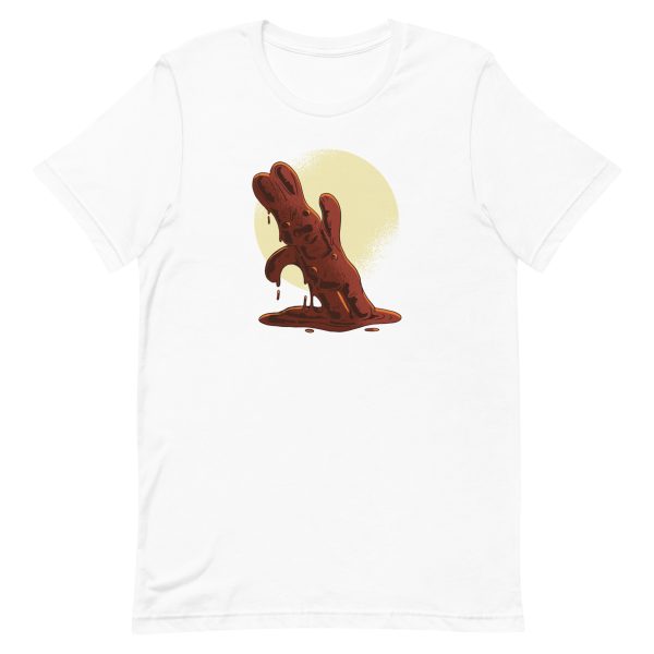 unisex-staple-t-shirt-white-front-6a18ec6e71f48.jpg Chocolate Easter Bunny T-Shirt