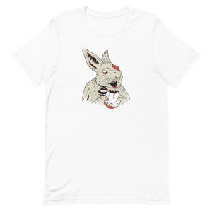 unisex-staple-t-shirt-white-front-6a18f7f2492a4.jpg Horror Bunny T-Shirt