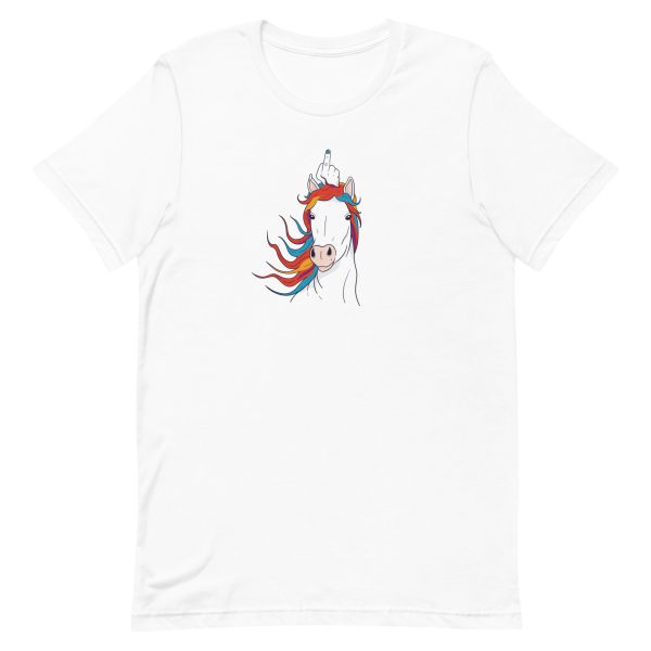 unisex-staple-t-shirt-white-front-6a18fa0b9c35d.jpg Unicorn Middle Finger T-Shirt