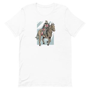 unisex-staple-t-shirt-white-front-6a18fc3d75ded.jpg Horseriding Knight Templar T-Shirt