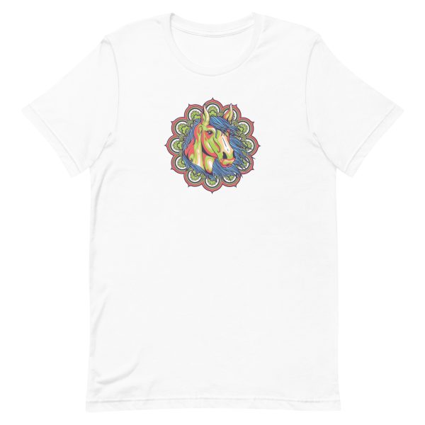 unisex-staple-t-shirt-white-front-6a18ff58aa54d.jpg Colorful Mandala Horse T-Shirt