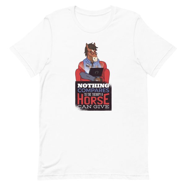 unisex-staple-t-shirt-white-front-6a191af9683f0.jpg Horse Therapy T-Shirt