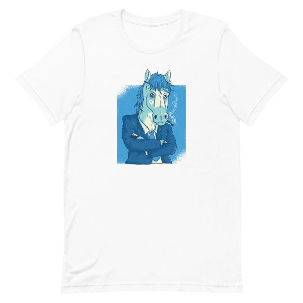 unisex-staple-t-shirt-white-front-6a191b46b9e8f.jpg Horse In Business Suit T-Shirt
