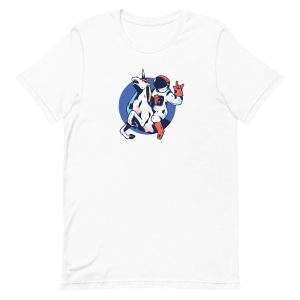 unisex-staple-t-shirt-white-front-6a191d512778a.jpg Astronaut Unicorn T-Shirt
