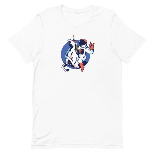 unisex-staple-t-shirt-white-front-6a191d512778a.jpg Astronaut Unicorn T-Shirt