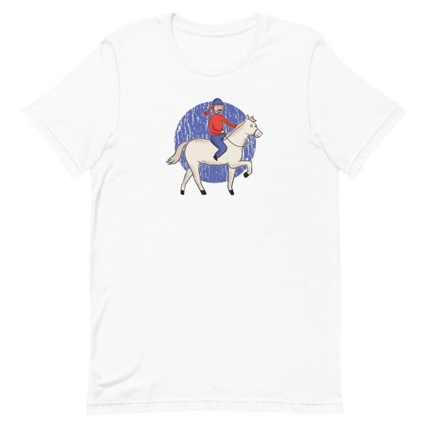 unisex-staple-t-shirt-white-front-6a191df472c8c.jpg Girl Riding Horse T-Shirt