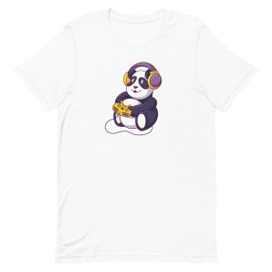 unisex-staple-t-shirt-white-front-6a193d24171fd.jpg Gamer Panda T-Shirt