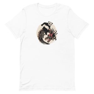 unisex-staple-t-shirt-white-front-6a193e0b44752.jpg Panda Riding Dragon T-Shirt