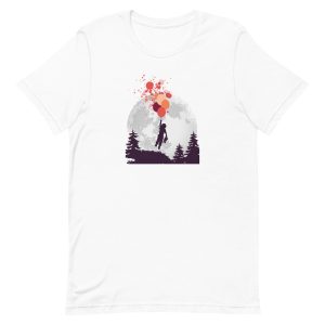 unisex-staple-t-shirt-white-front-6a196cb5d91a0.jpg Boy and Teddy Bear Floating T-Shirt