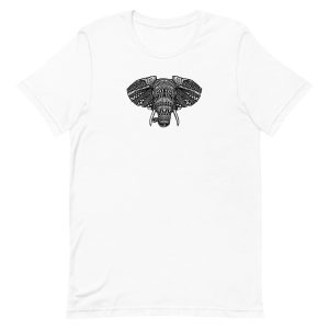 unisex-staple-t-shirt-white-front-6a196e265703e.jpg African Elephant Mandala T-Shirt