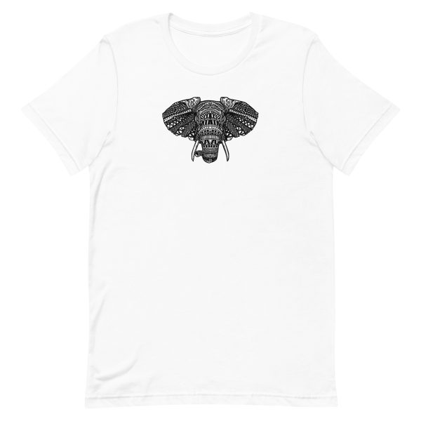 unisex-staple-t-shirt-white-front-6a196e265703e.jpg African Elephant Mandala T-Shirt