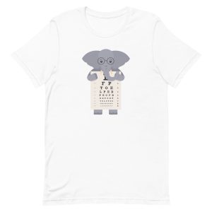 unisex-staple-t-shirt-white-front-6a1974f1dd758.jpg Elephant Eye Chart T-Shirt
