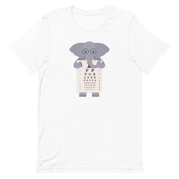 unisex-staple-t-shirt-white-front-6a1974f1dd758.jpg Elephant Eye Chart T-Shirt