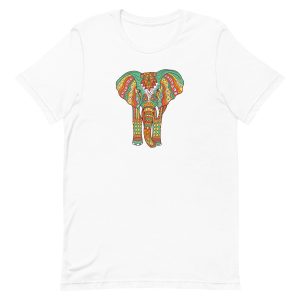 unisex-staple-t-shirt-white-front-6a1983ac66194.jpg Colorful Elephant Mandala T-Shirt