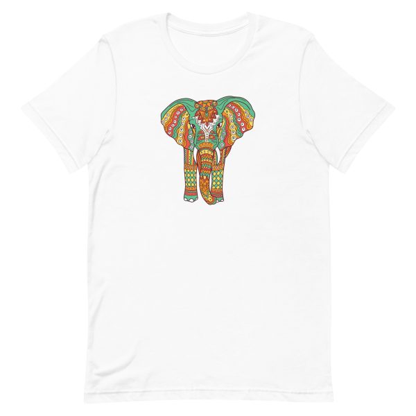 unisex-staple-t-shirt-white-front-6a1983ac66194.jpg Colorful Elephant Mandala T-Shirt