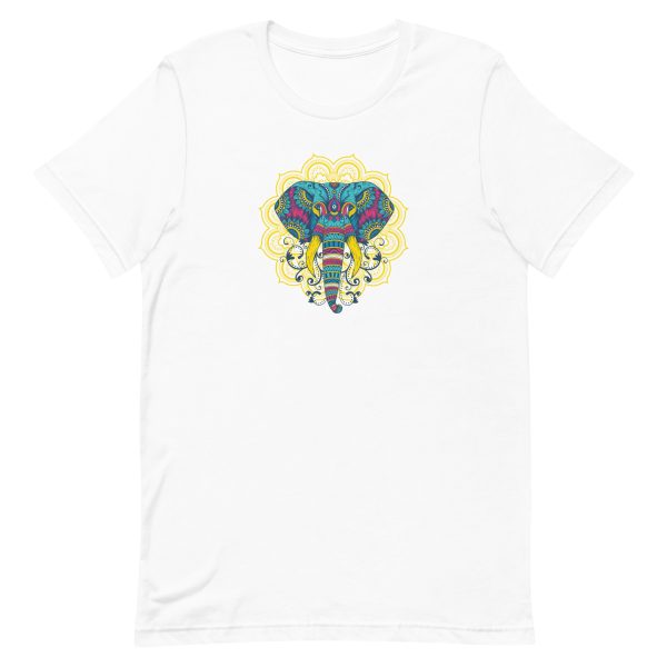 unisex-staple-t-shirt-white-front-6a198445352e8.jpg Colorful Mandala Elephant T-Shirt
