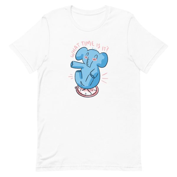 unisex-staple-t-shirt-white-front-6a19852ce69dd.jpg Elephant Clock T-Shirt