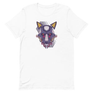 unisex-staple-t-shirt-white-front-6a1a9bd3849b0.jpg Robot Wolf T-Shirt