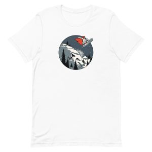 unisex-staple-t-shirt-white-front-6a1ac8cf94b6c.jpg Red Hood Snowboard T-Shirt