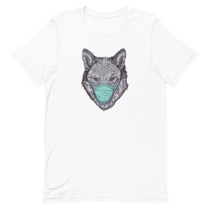 unisex-staple-t-shirt-white-front-6a1ac9ecb5e37.jpg Wolf Face Mask T-Shirt