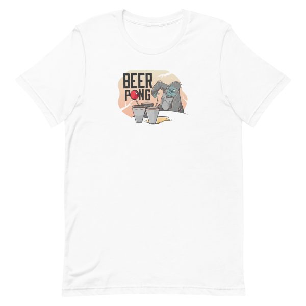 unisex-staple-t-shirt-white-front-6a1ad35ae52ee.jpg Beer Pong Gorilla T-Shirt