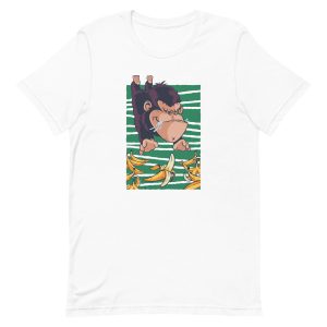unisex-staple-t-shirt-white-front-6a1ad9900b5fc.jpg Gorilla Chasing Bananas T-Shirt