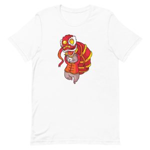 unisex-staple-t-shirt-white-front-6a1b02361c43e.jpg Chinese Rat Lion Dancer T-Shirt