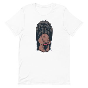 unisex-staple-t-shirt-white-front-6a1bb8df02adc.jpg Dog Lion Shadow T-Shirt