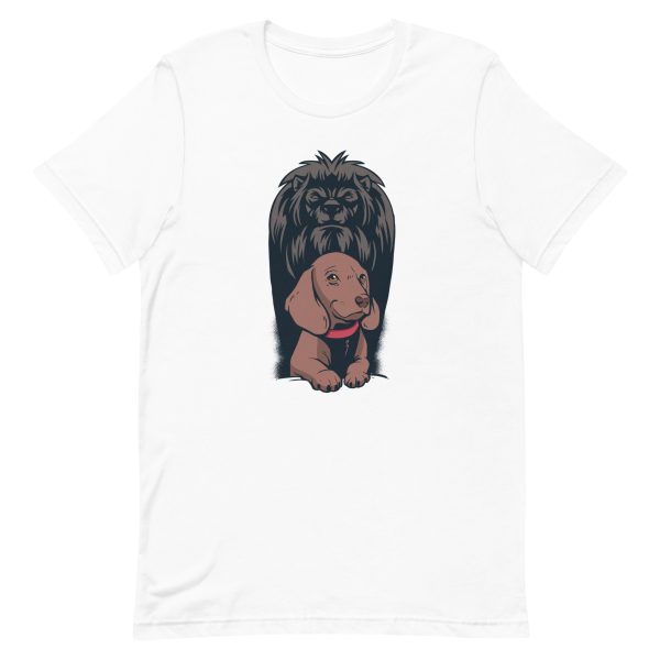 unisex-staple-t-shirt-white-front-6a1bb8df02adc.jpg Dog Lion Shadow T-Shirt