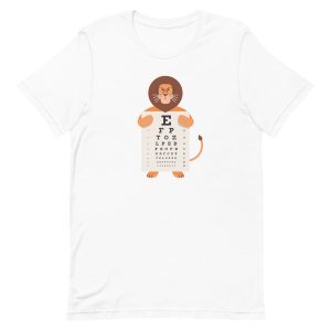unisex-staple-t-shirt-white-front-6a1bb969756ab.jpg Lion Eye Chart T-Shirt