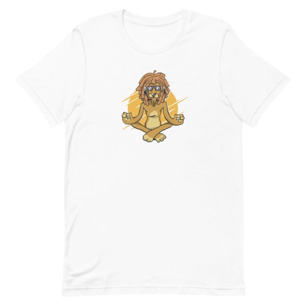 unisex-staple-t-shirt-white-front-6a1bba817776a.jpg Rasta Lion Meditating T-Shirt
