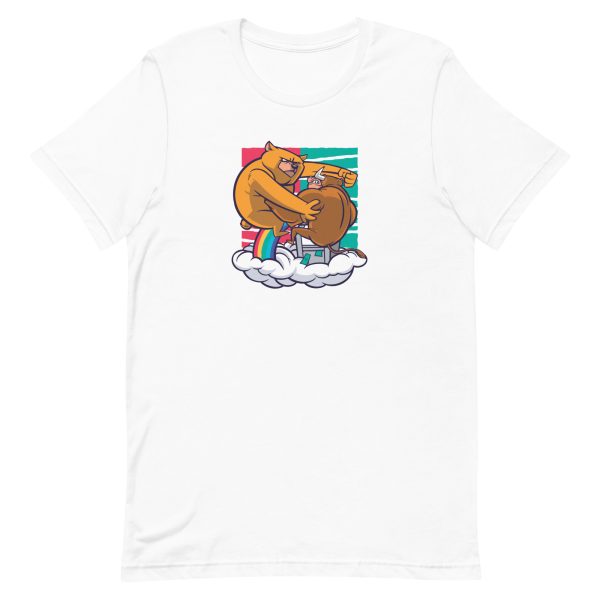 unisex-staple-t-shirt-white-front-6a1bc7f64fec5.jpg Bear Fighting Bull T-Shirt