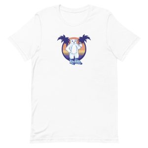 unisex-staple-t-shirt-white-front-6a1bc8cf57485.jpg Roller Skating Bear T-Shirt