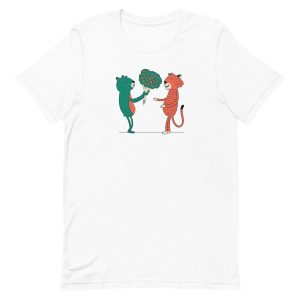 unisex-staple-t-shirt-white-front-6a1bd3fb683e1.jpg Bear and Tiger Flowers T-Shirt