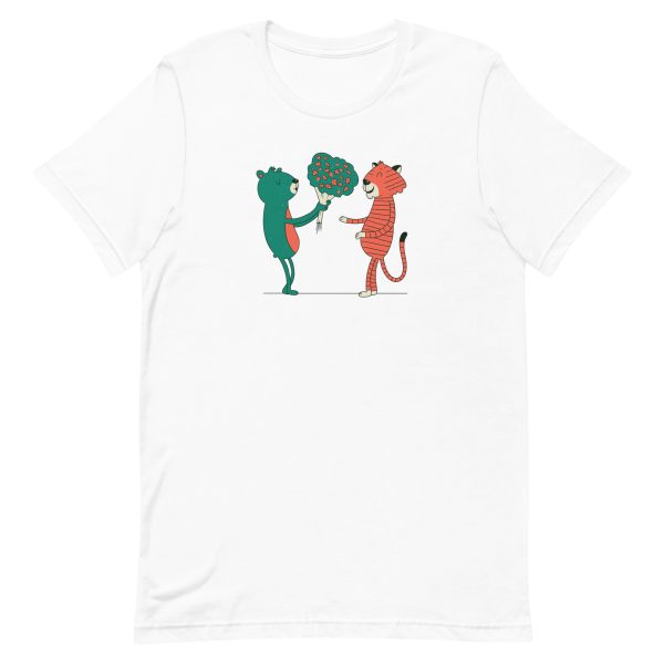 unisex-staple-t-shirt-white-front-6a1bd3fb683e1.jpg Bear and Tiger Flowers T-Shirt