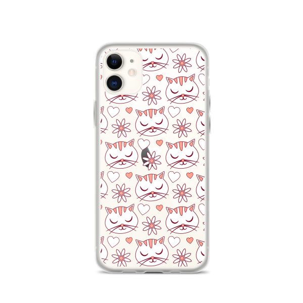 clear-case-for-iphone-iphone-11-case-on-phone-6a1d6d62f1f10.jpg Cat Flowers and Hearts iPhone Clear Case