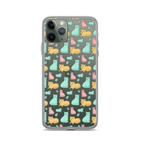 clear-case-for-iphone-iphone-11-pro-case-on-phone-6a1d6df612cd7.jpg Cat Cute Colorful iPhone Clear Case