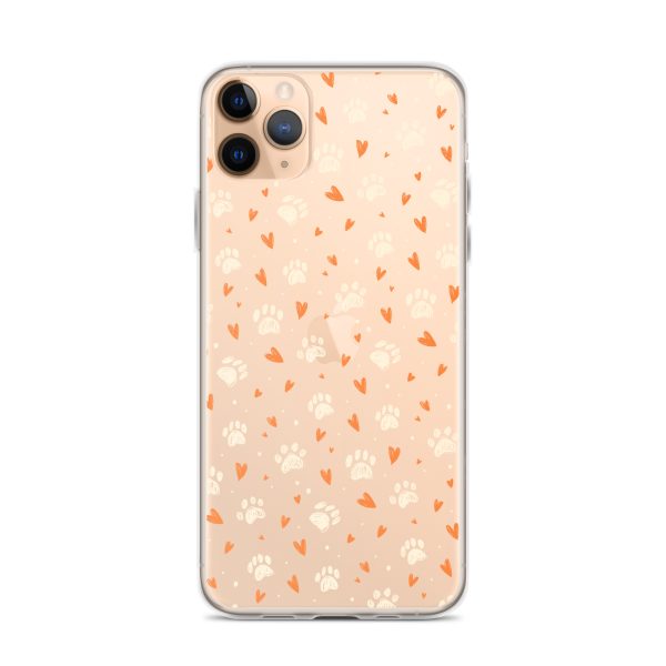 clear-case-for-iphone-iphone-11-pro-max-case-on-phone-6a1d6a91cee99.jpg Paws Prints Hearts iPhone Clear Case