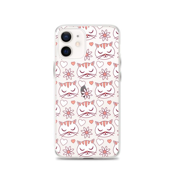 clear-case-for-iphone-iphone-12-case-on-phone-6a1d6d62f22cd.jpg Cat Flowers and Hearts iPhone Clear Case