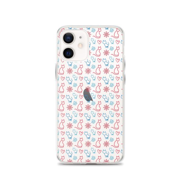 clear-case-for-iphone-iphone-12-case-on-phone-6a1d6fc0b048f-1.jpg Cats and Flowers Doodle iPhone Clear Case