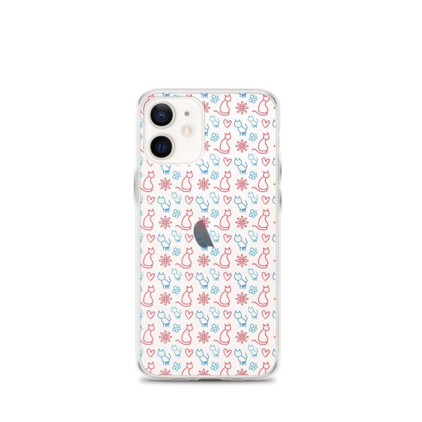 clear-case-for-iphone-iphone-12-mini-case-on-phone-6a1d6fc0b017b-1.jpg Cats and Flowers Doodle iPhone Clear Case