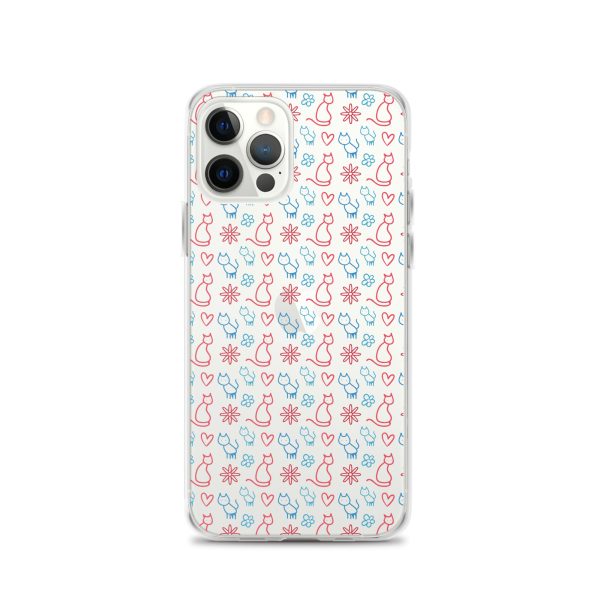 clear-case-for-iphone-iphone-12-pro-case-on-phone-6a1d6fc0b0397-1.jpg Cats and Flowers Doodle iPhone Clear Case