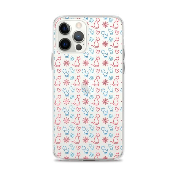 clear-case-for-iphone-iphone-12-pro-max-case-on-phone-6a1d6fc0b029d-1.jpg Cats and Flowers Doodle iPhone Clear Case