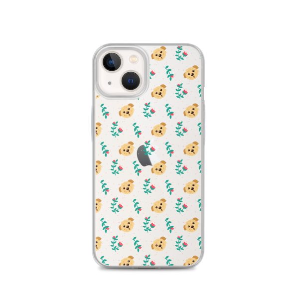 clear-case-for-iphone-iphone-13-case-on-phone-6a1d6bd25b212.jpg Dogs and Flowers iPhone Clear Case