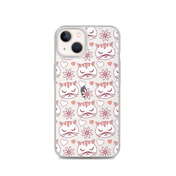 clear-case-for-iphone-iphone-13-case-on-phone-6a1d6d62f2647.jpg Cat Flowers and Hearts iPhone Clear Case