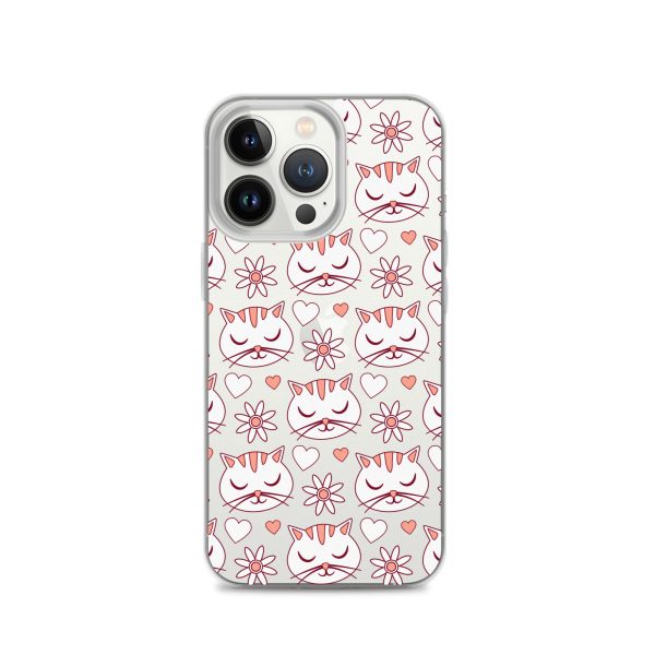clear-case-for-iphone-iphone-13-pro-case-on-phone-6a1d6d62f255e.jpg Cat Flowers and Hearts iPhone Clear Case